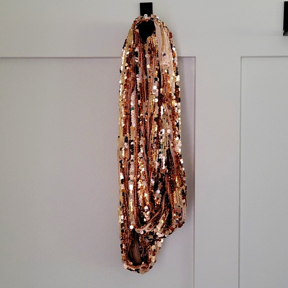 Express sequin rose gold scarf
